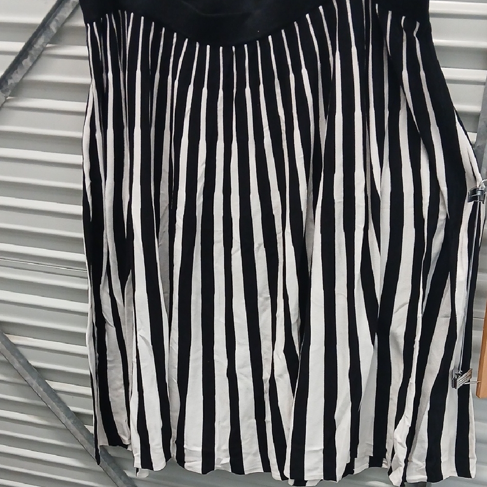 Torrid Black and White Striped Midi Skirt